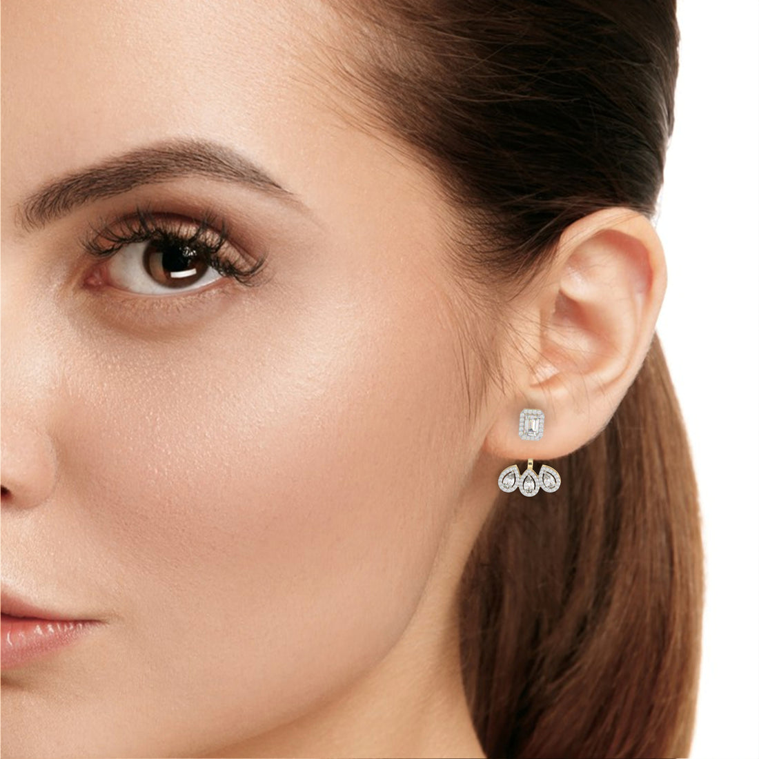 PEAR SHAPE DIAMOND CLUSTER EARRING
