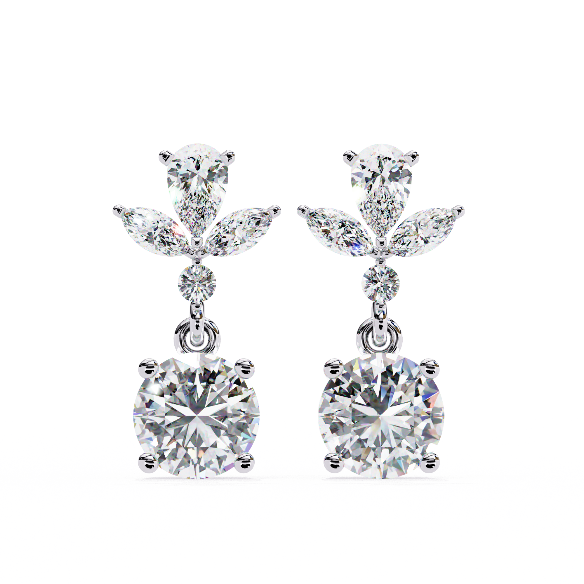 0.80CT ROUND HANGING EARRINGS