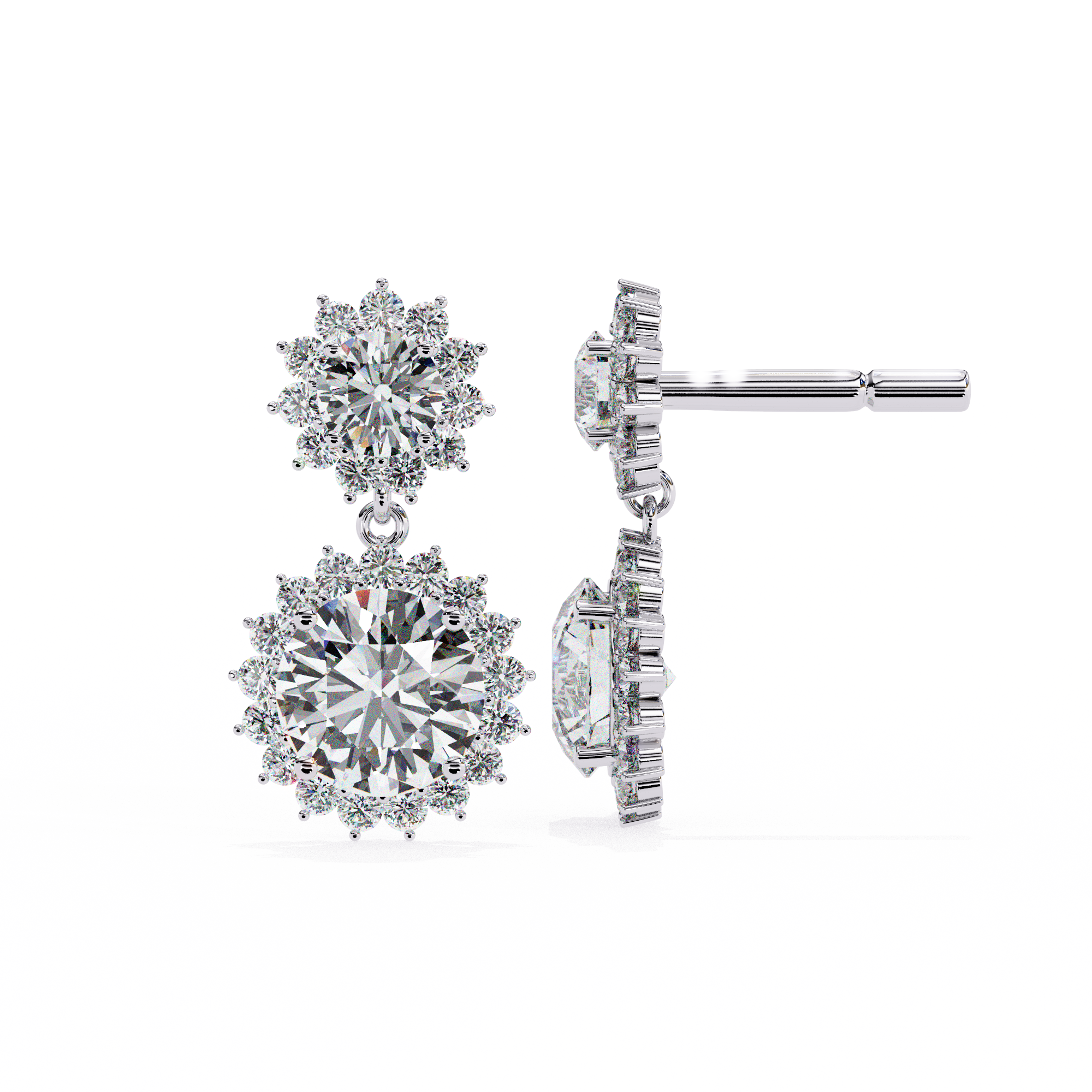 0.90CT ROUND CLUSTER EARRINGS