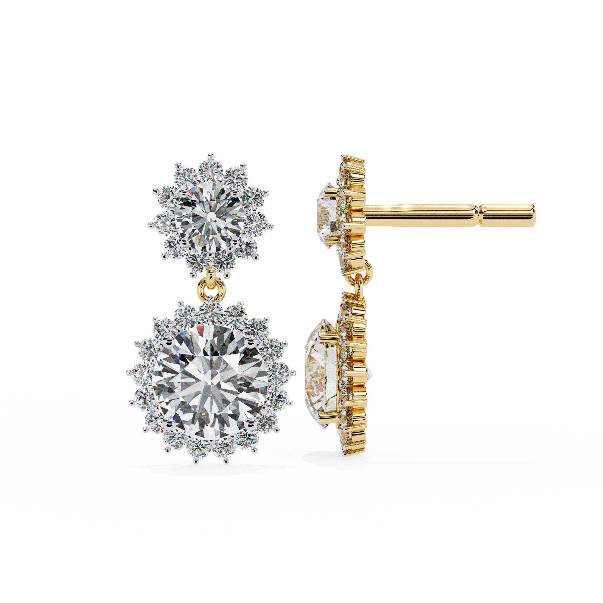 0.90CT ROUND CLUSTER EARRINGS