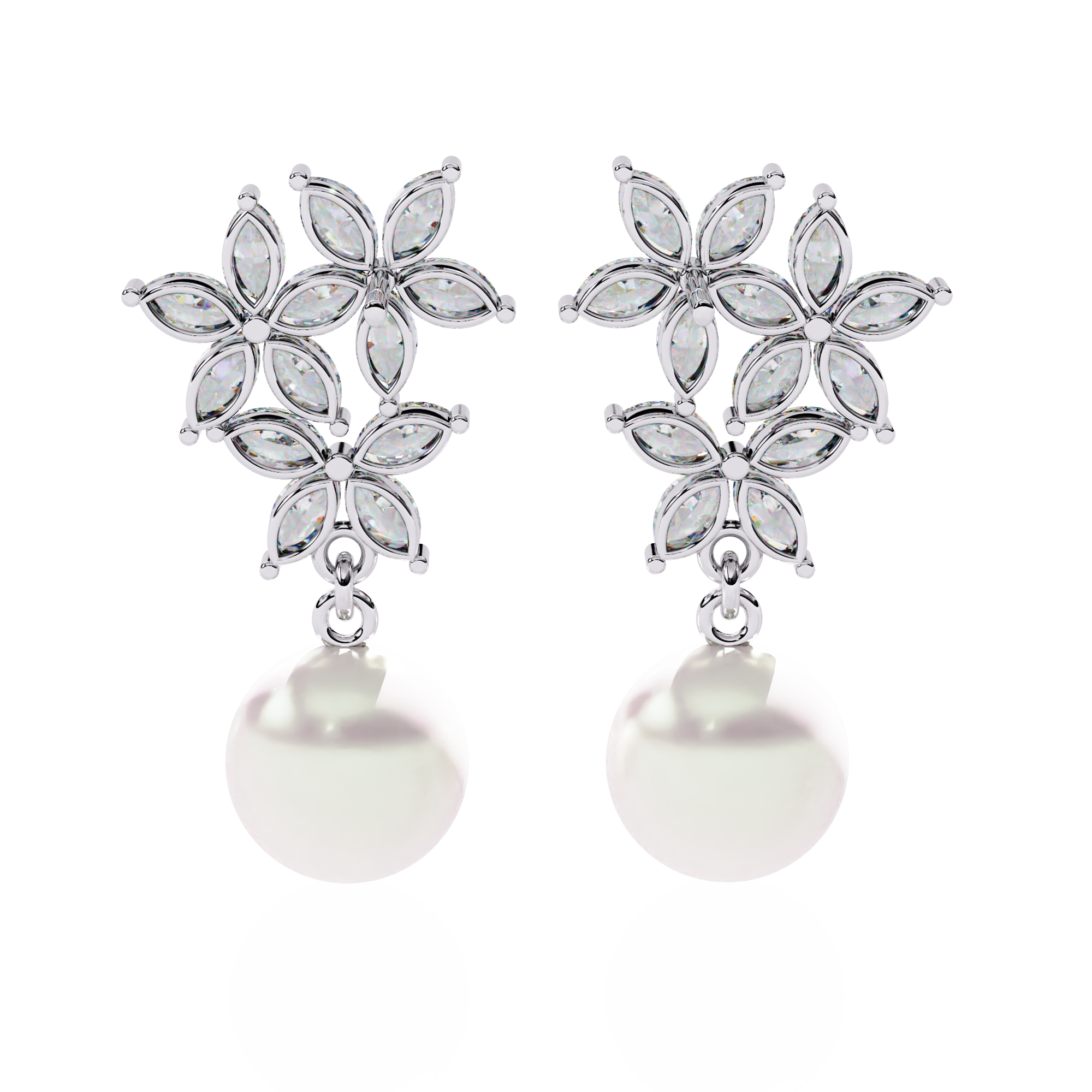 FLOWER SHAPE EARRINGS WITH PEARL