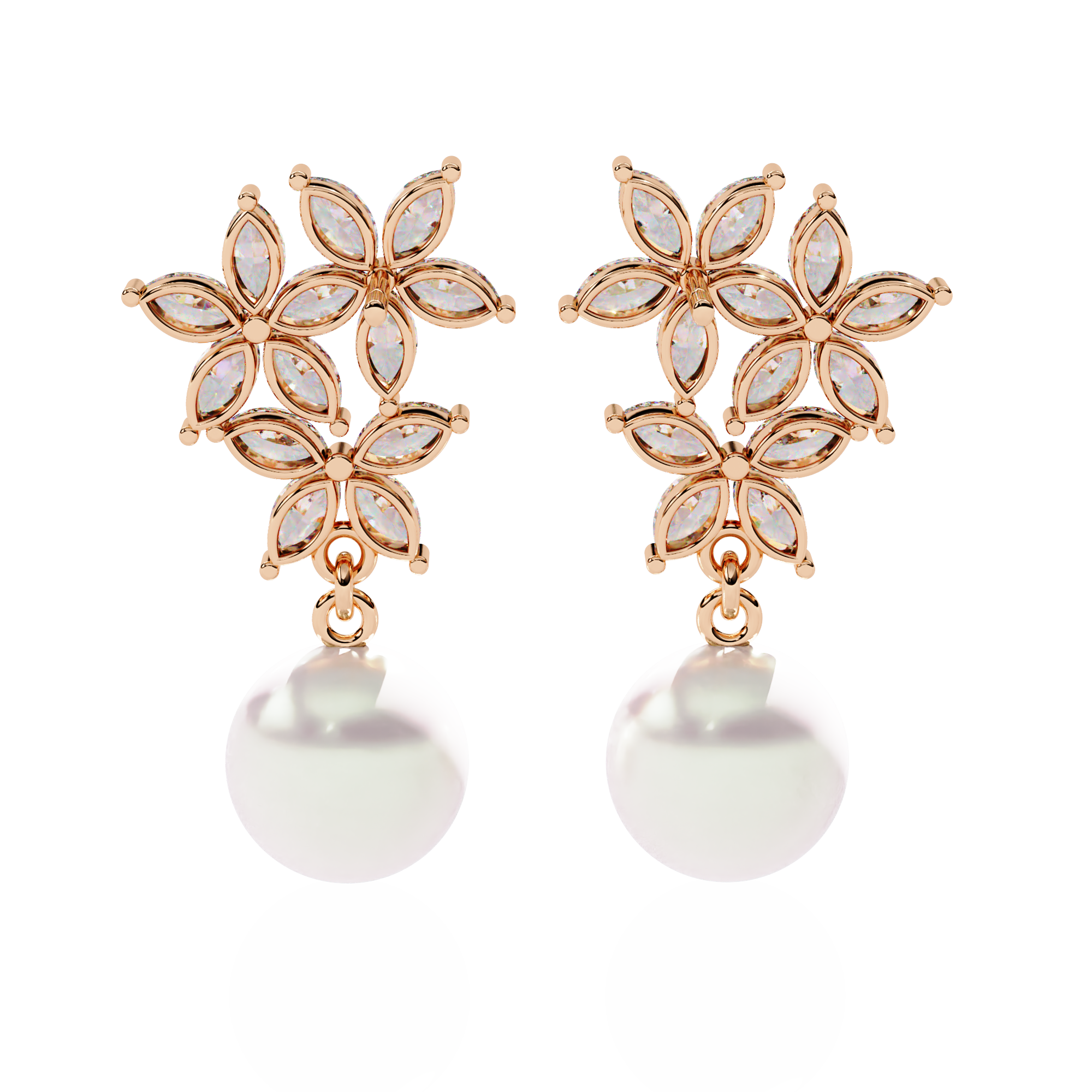 FLOWER SHAPE EARRINGS WITH PEARL