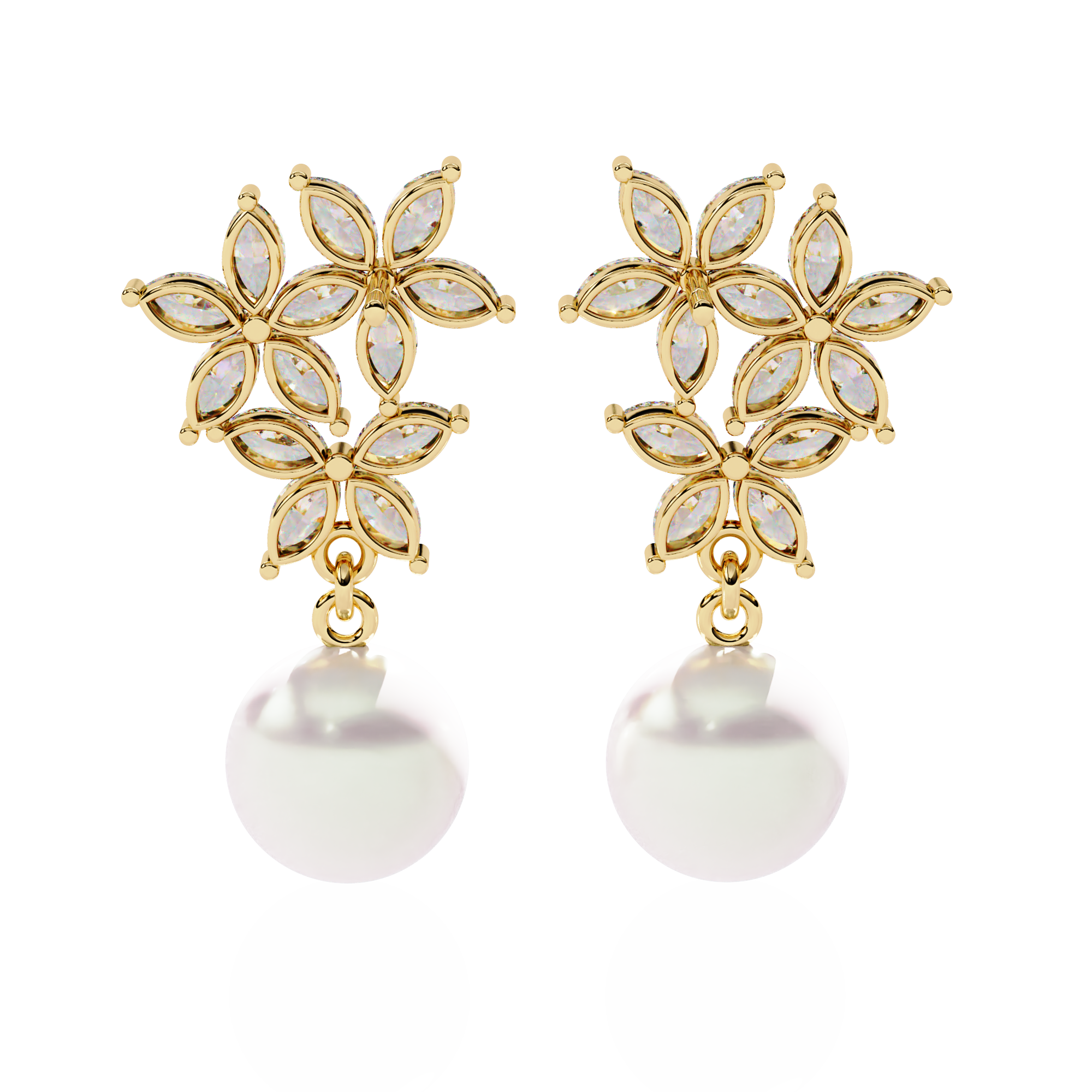 FLOWER SHAPE EARRINGS WITH PEARL