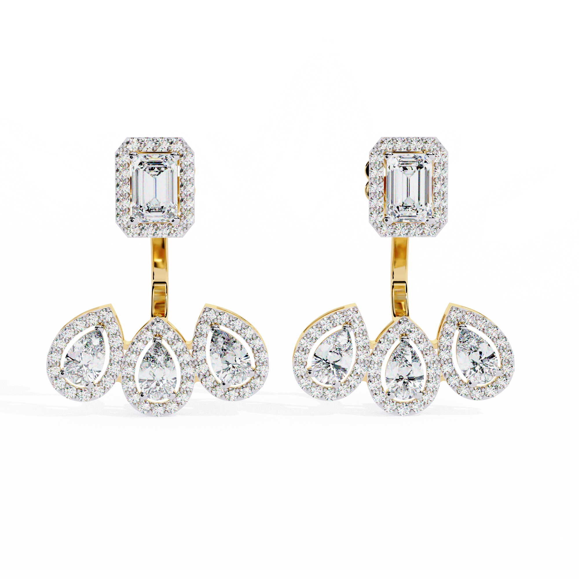 PEAR SHAPE DIAMOND CLUSTER EARRING