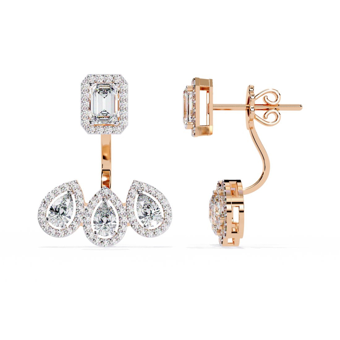 PEAR SHAPE DIAMOND CLUSTER EARRING