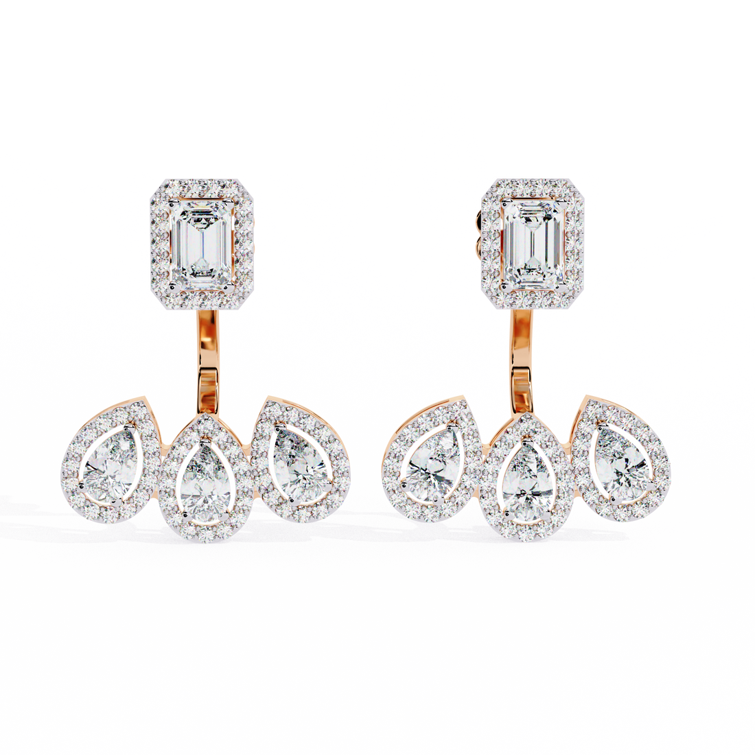 PEAR SHAPE DIAMOND CLUSTER EARRING