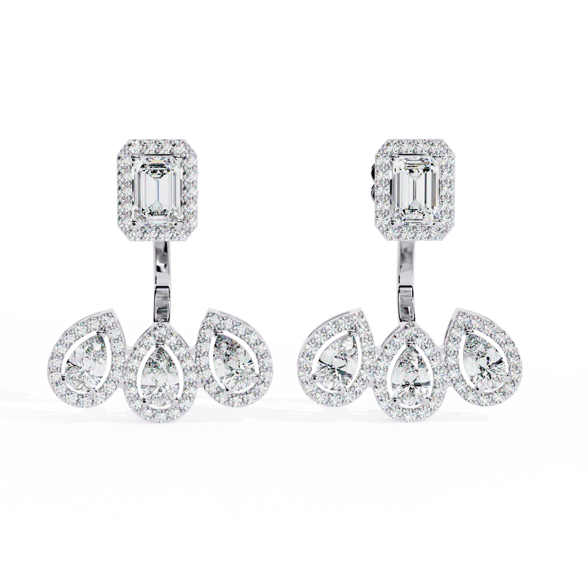 PEAR SHAPE DIAMOND CLUSTER EARRING