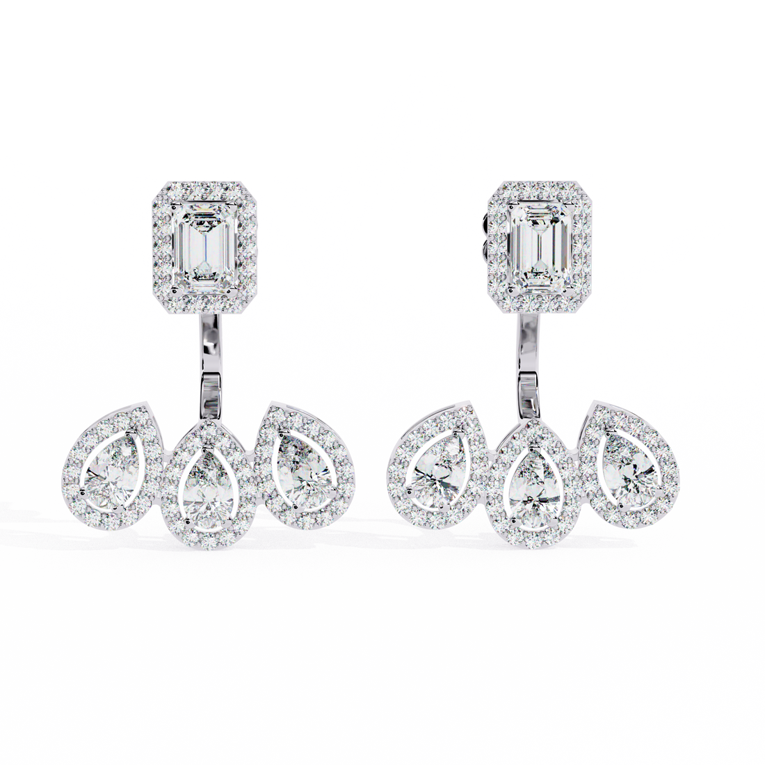 PEAR SHAPE DIAMOND CLUSTER EARRING