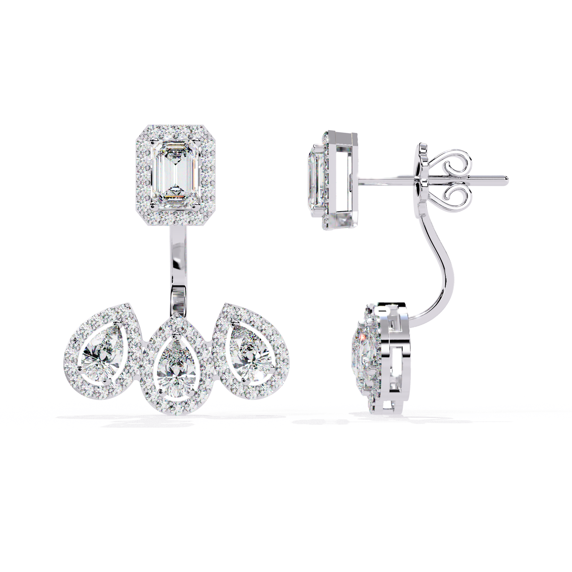 PEAR SHAPE DIAMOND CLUSTER EARRING