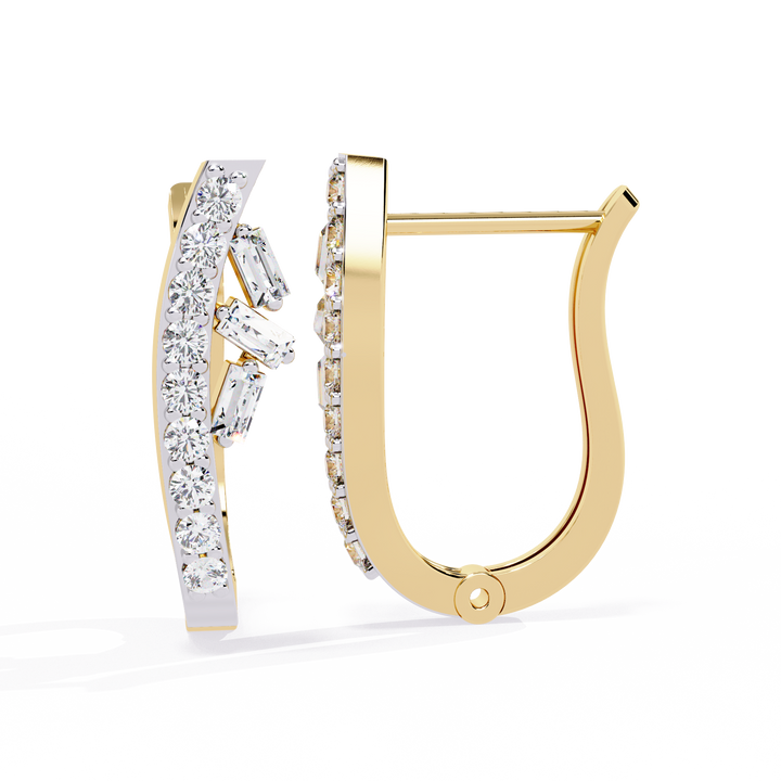 HOOP EARRING WITH BAGUETTE AND ROUND DIAMONDS