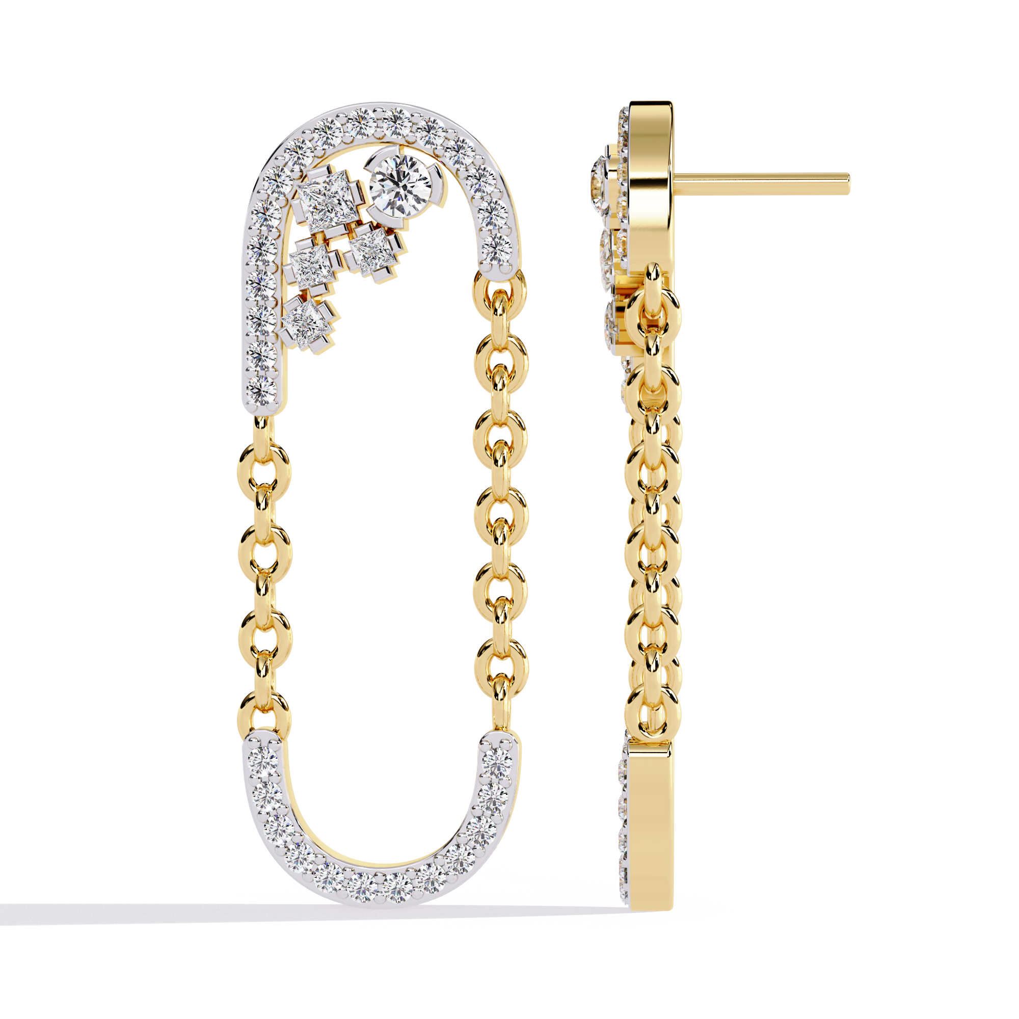 LOOP CHAIN DIAMOND STUD EARRING