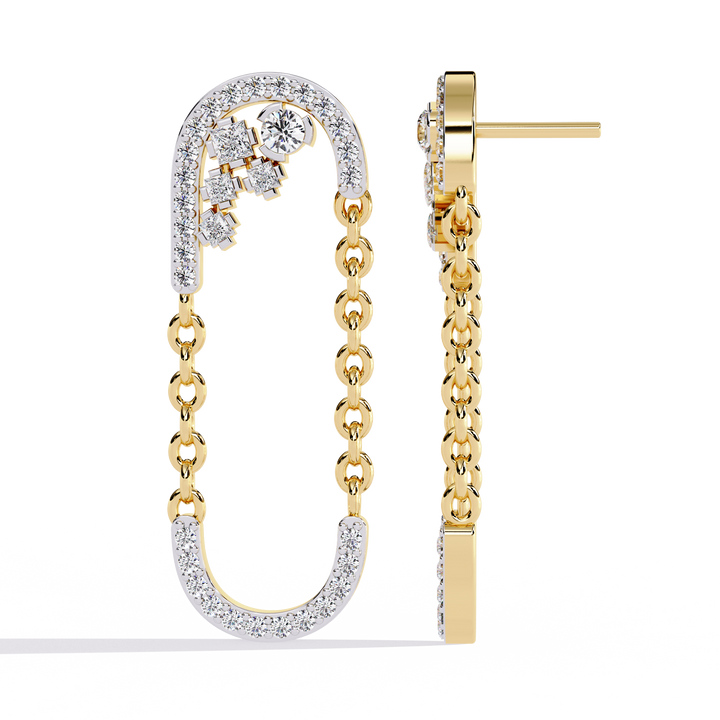 LOOP CHAIN DIAMOND STUD EARRING