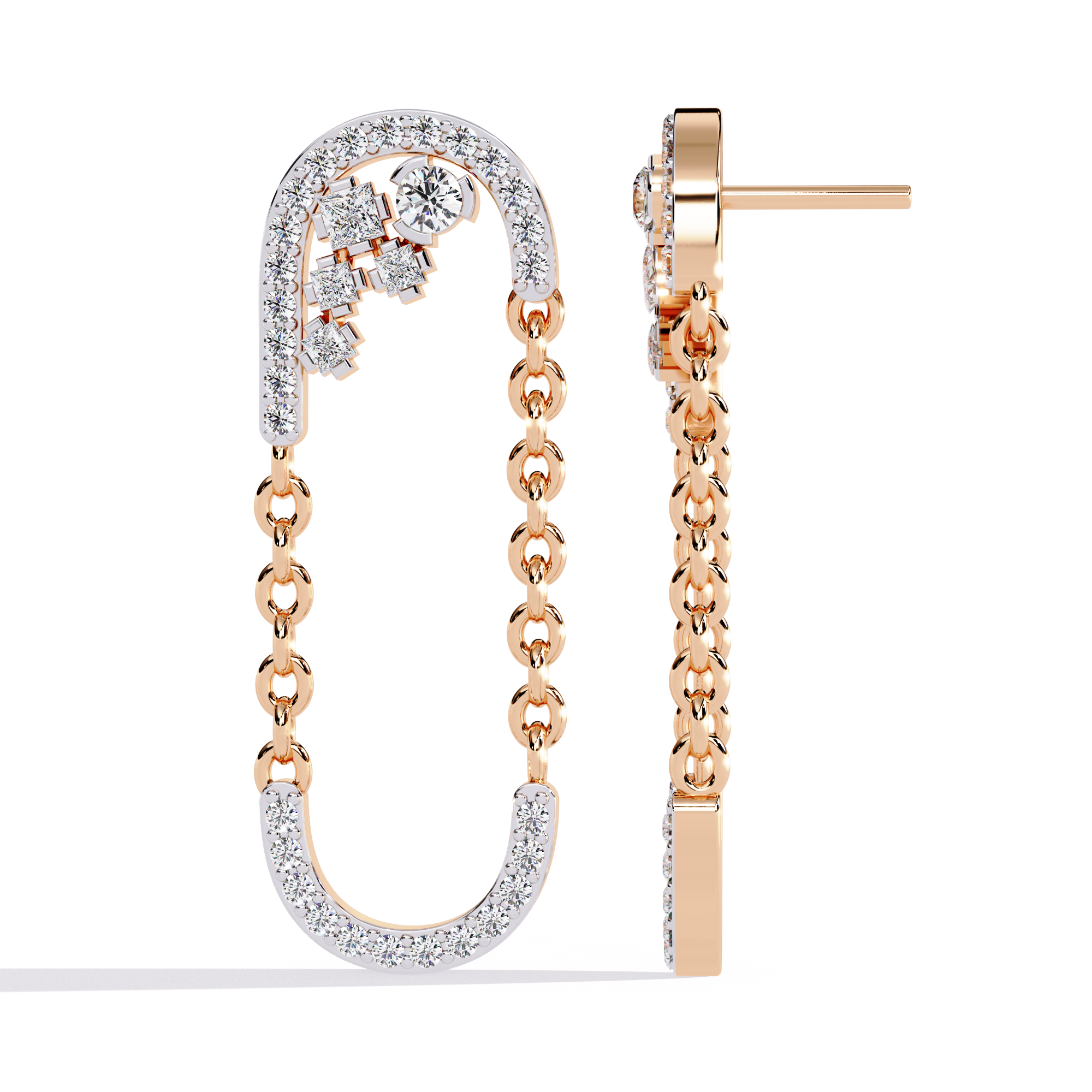 LOOP CHAIN DIAMOND STUD EARRING