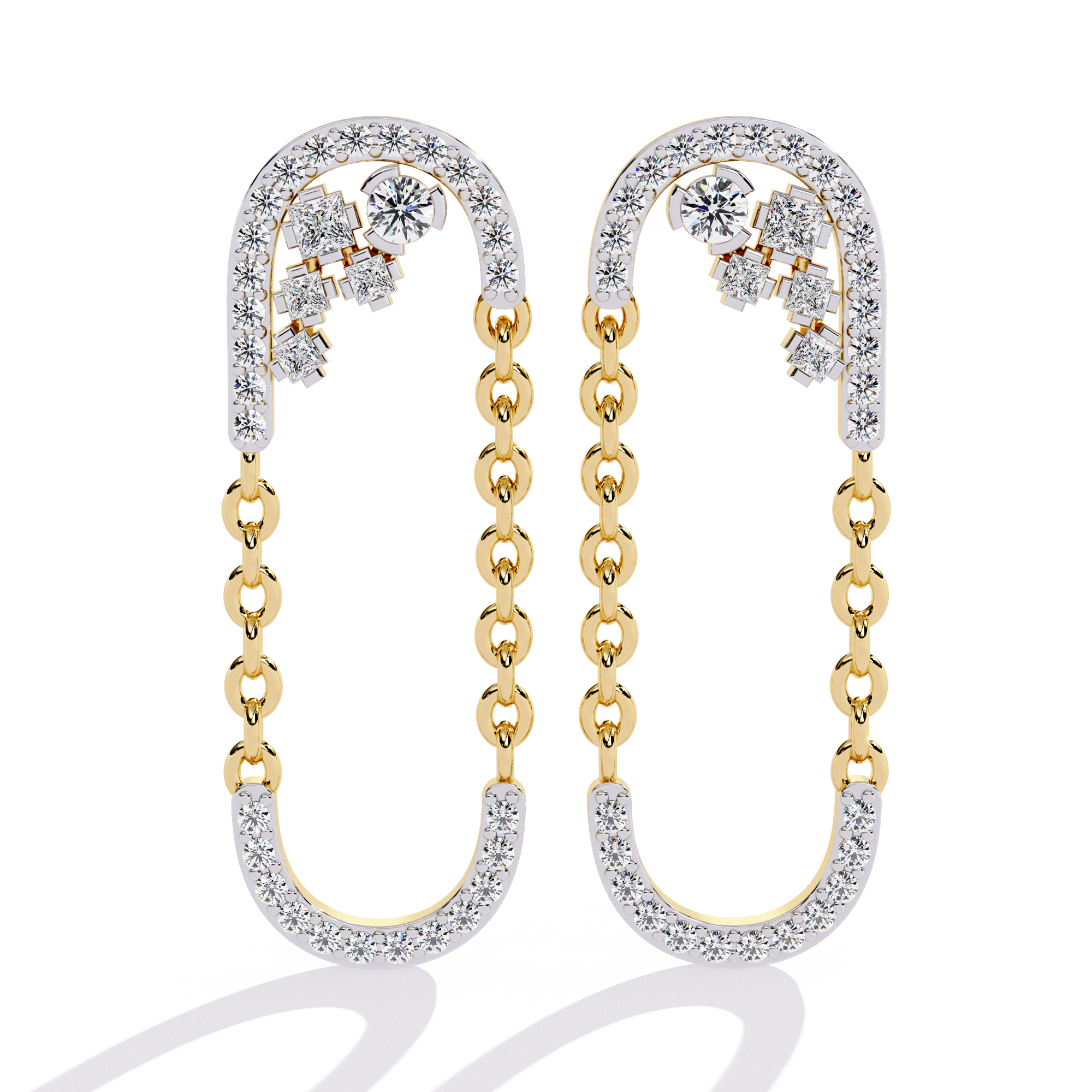 LOOP CHAIN DIAMOND STUD EARRING