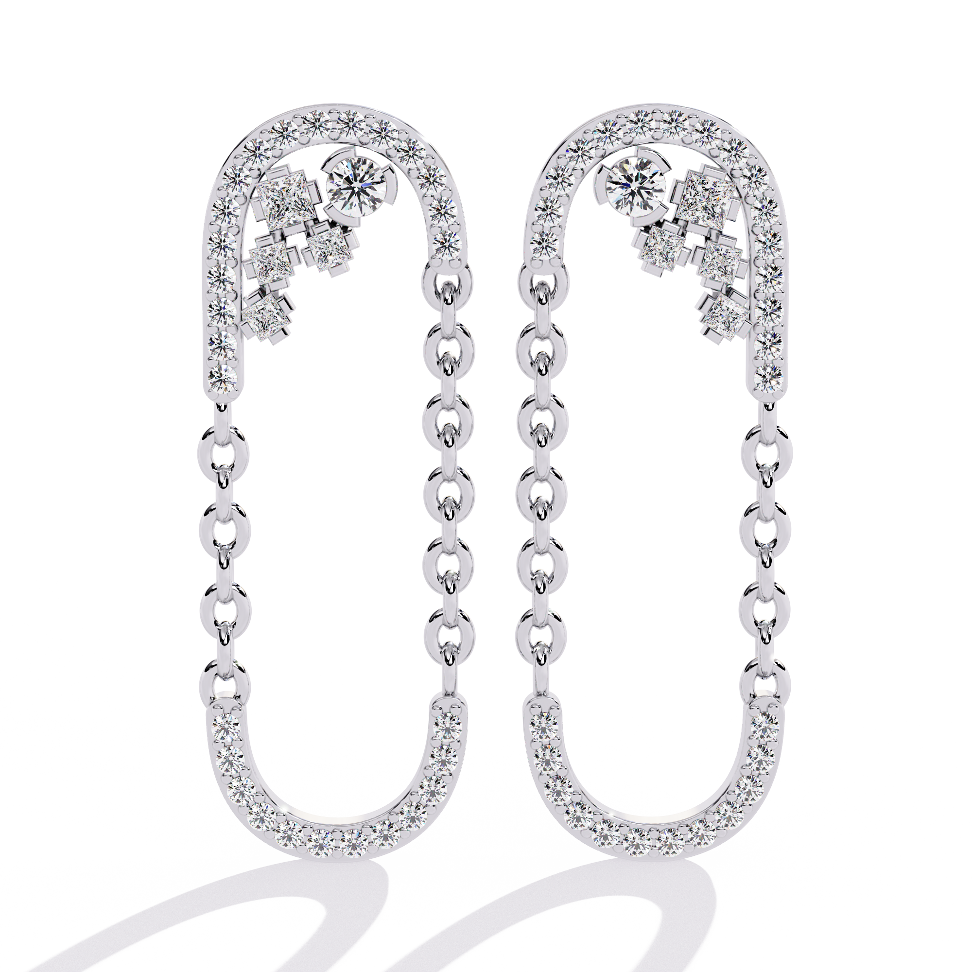 LOOP CHAIN DIAMOND STUD EARRING
