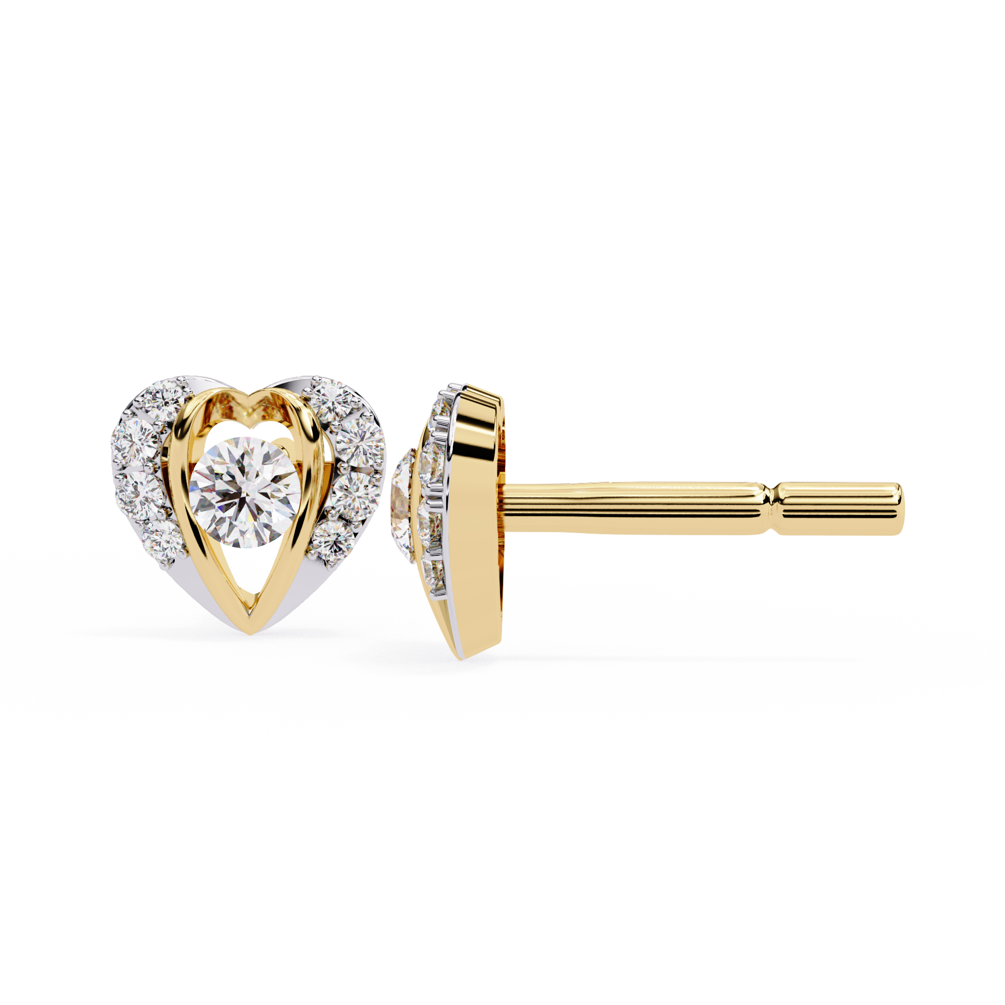 HEART SHAPE EARRINGS WITH 0.48CT ROUND