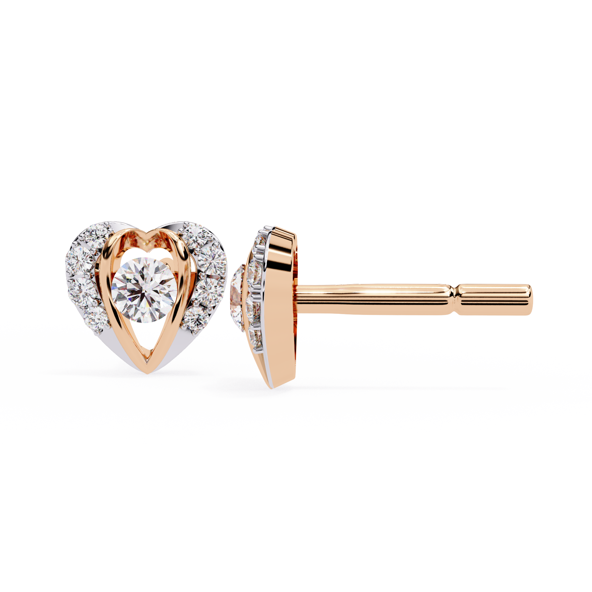 HEART SHAPE EARRINGS WITH 0.48CT ROUND