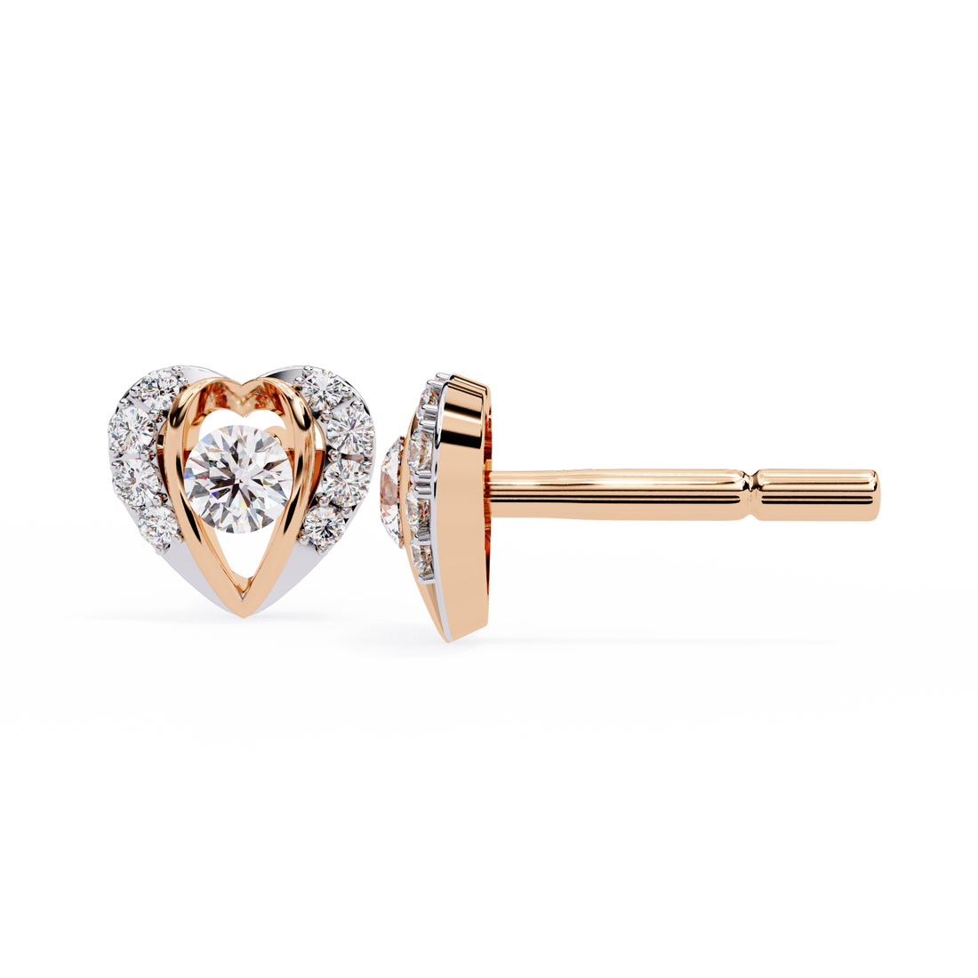 HEART SHAPE EARRINGS WITH 0.48CT ROUND