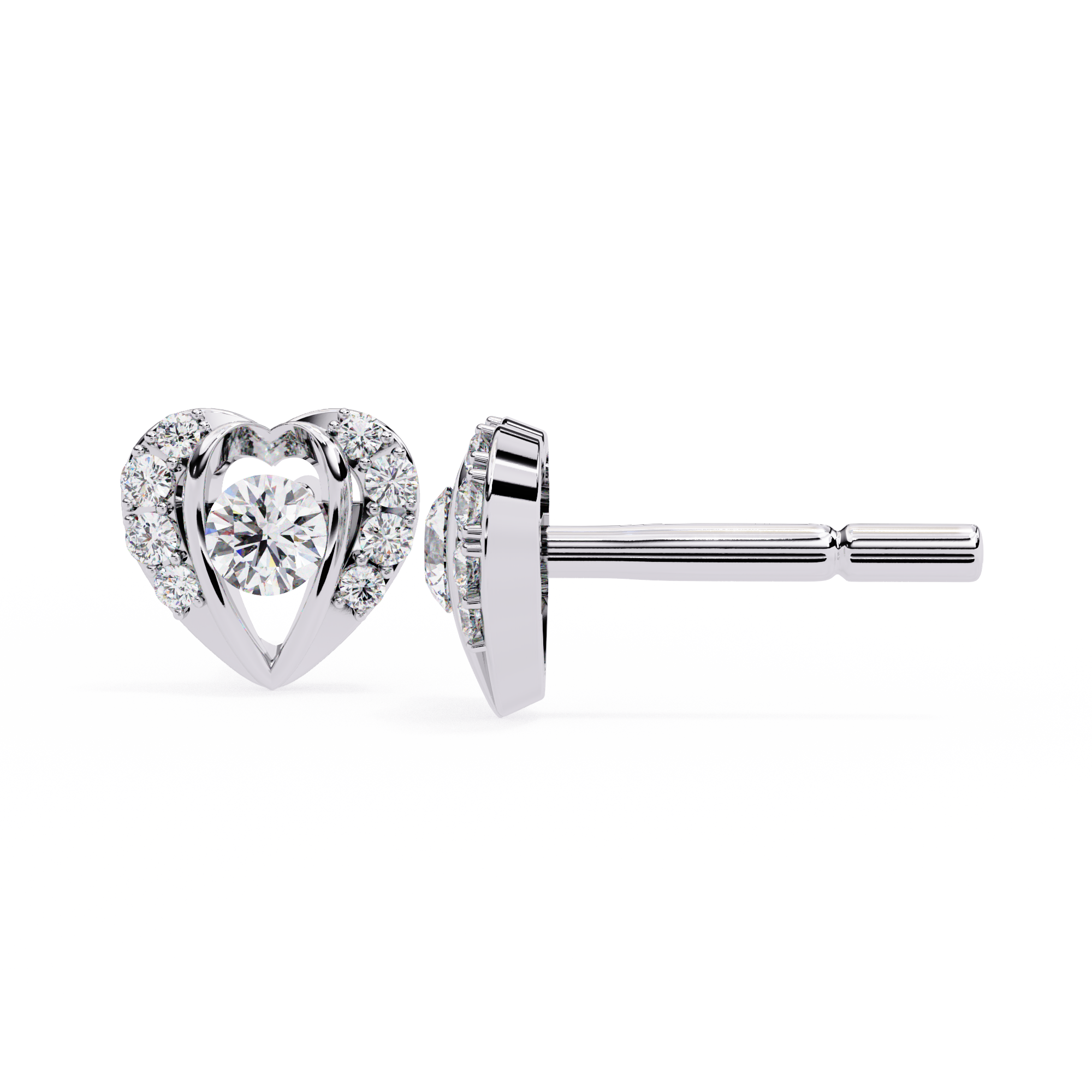 HEART SHAPE EARRINGS WITH 0.48CT ROUND