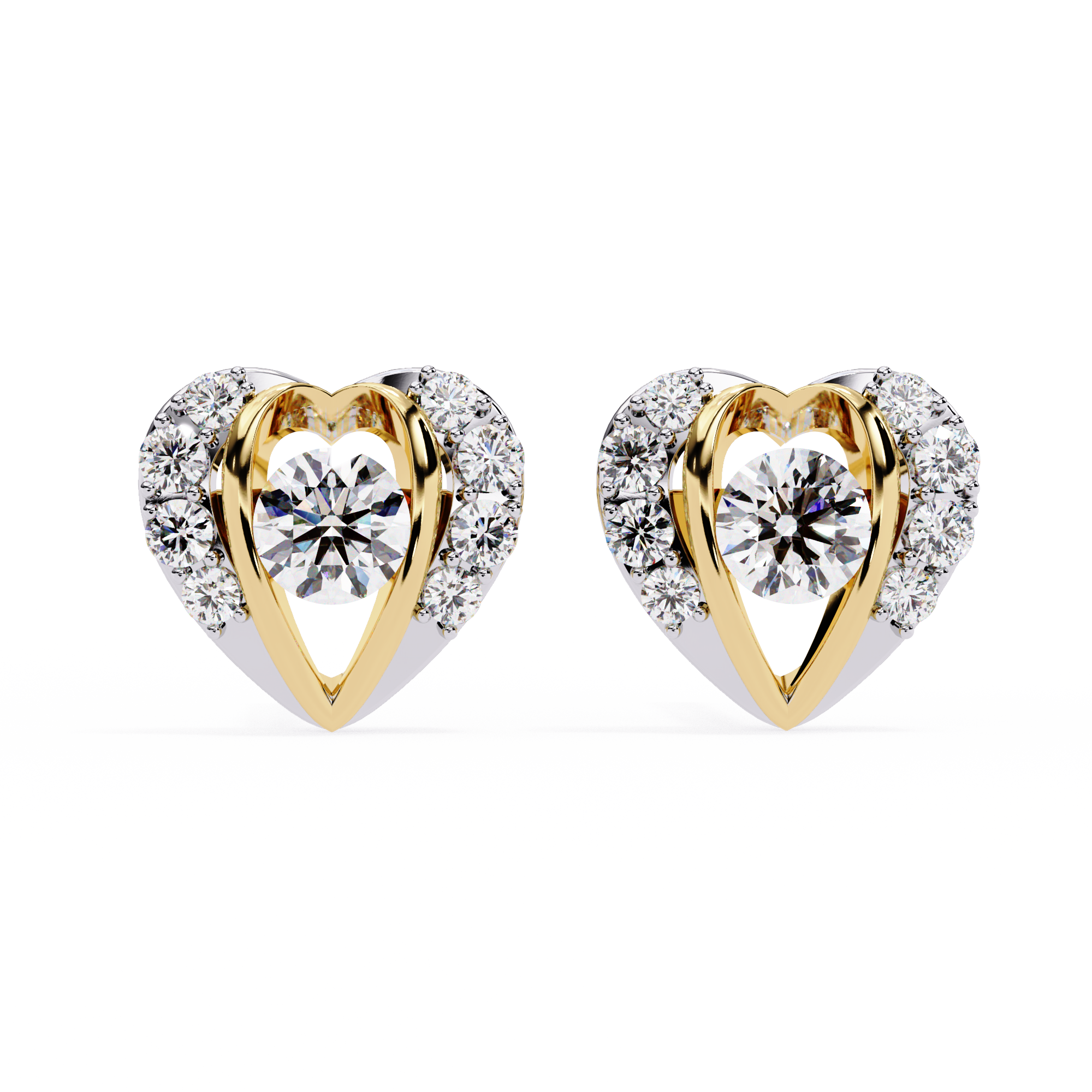 HEART SHAPE EARRINGS WITH 0.48CT ROUND