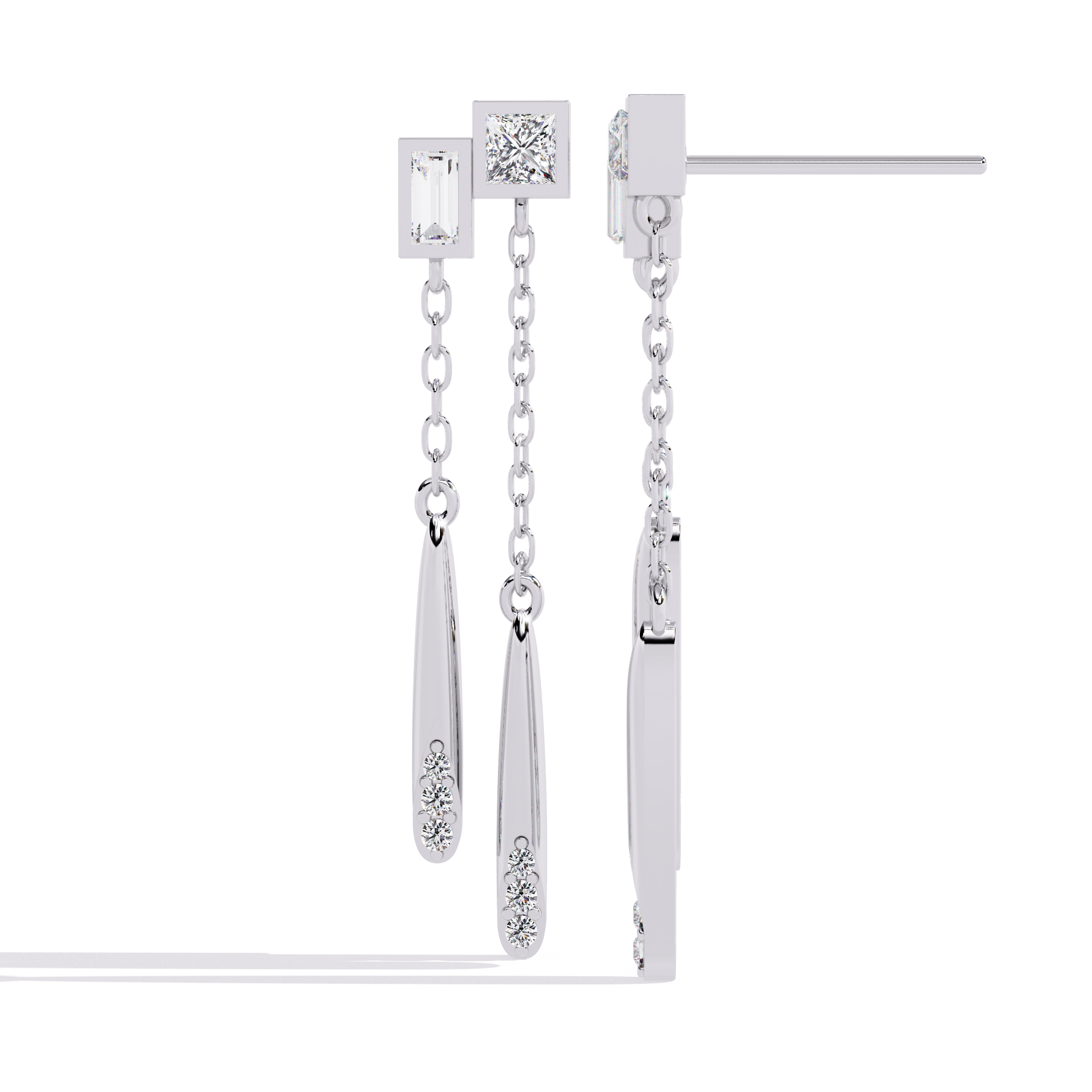 EARRING LADEN IN BAUGETTE