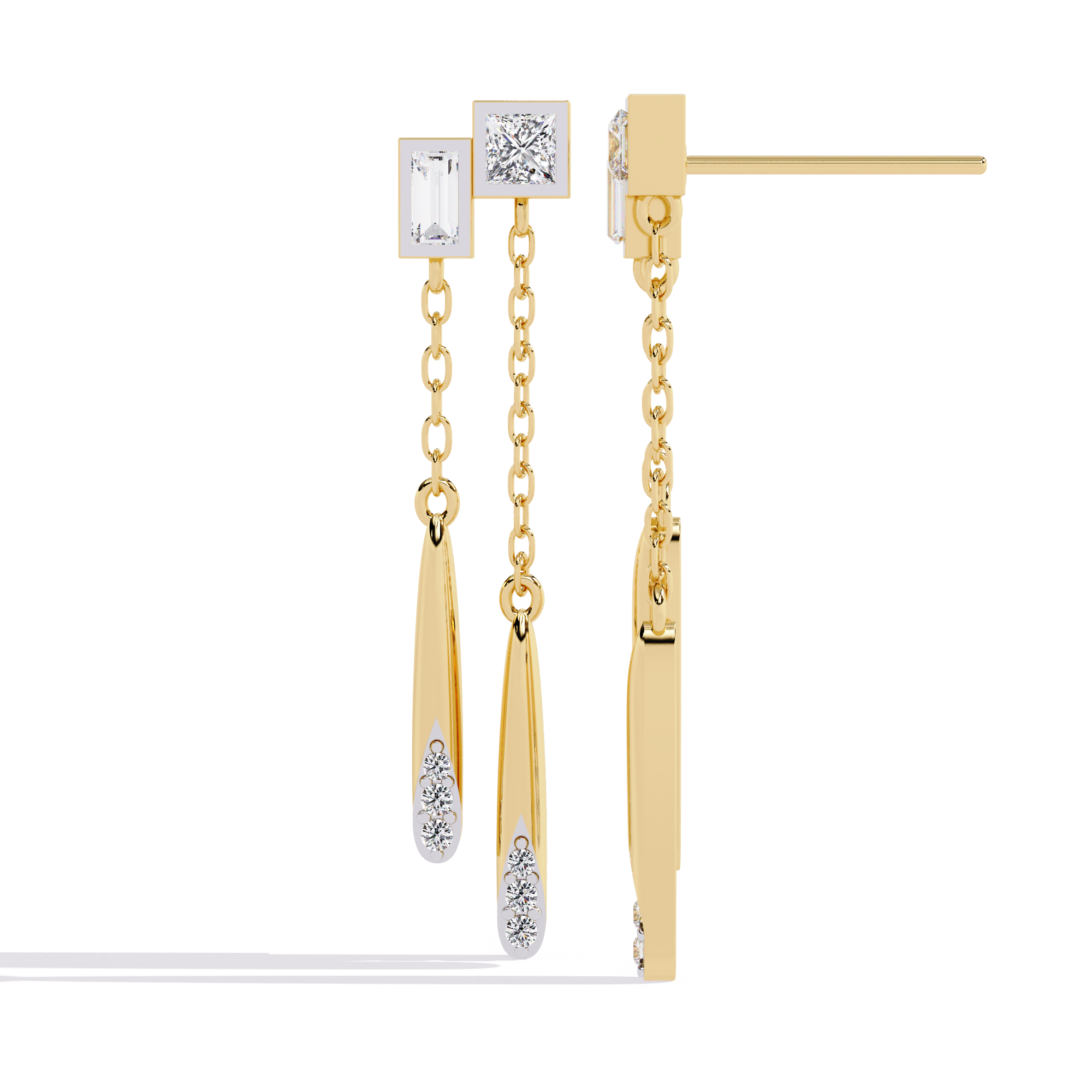 EARRING LADEN IN BAUGETTE