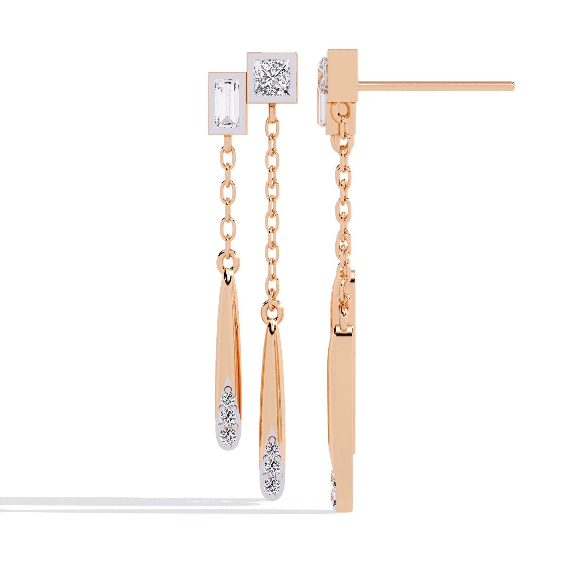 EARRING LADEN IN BAUGETTE