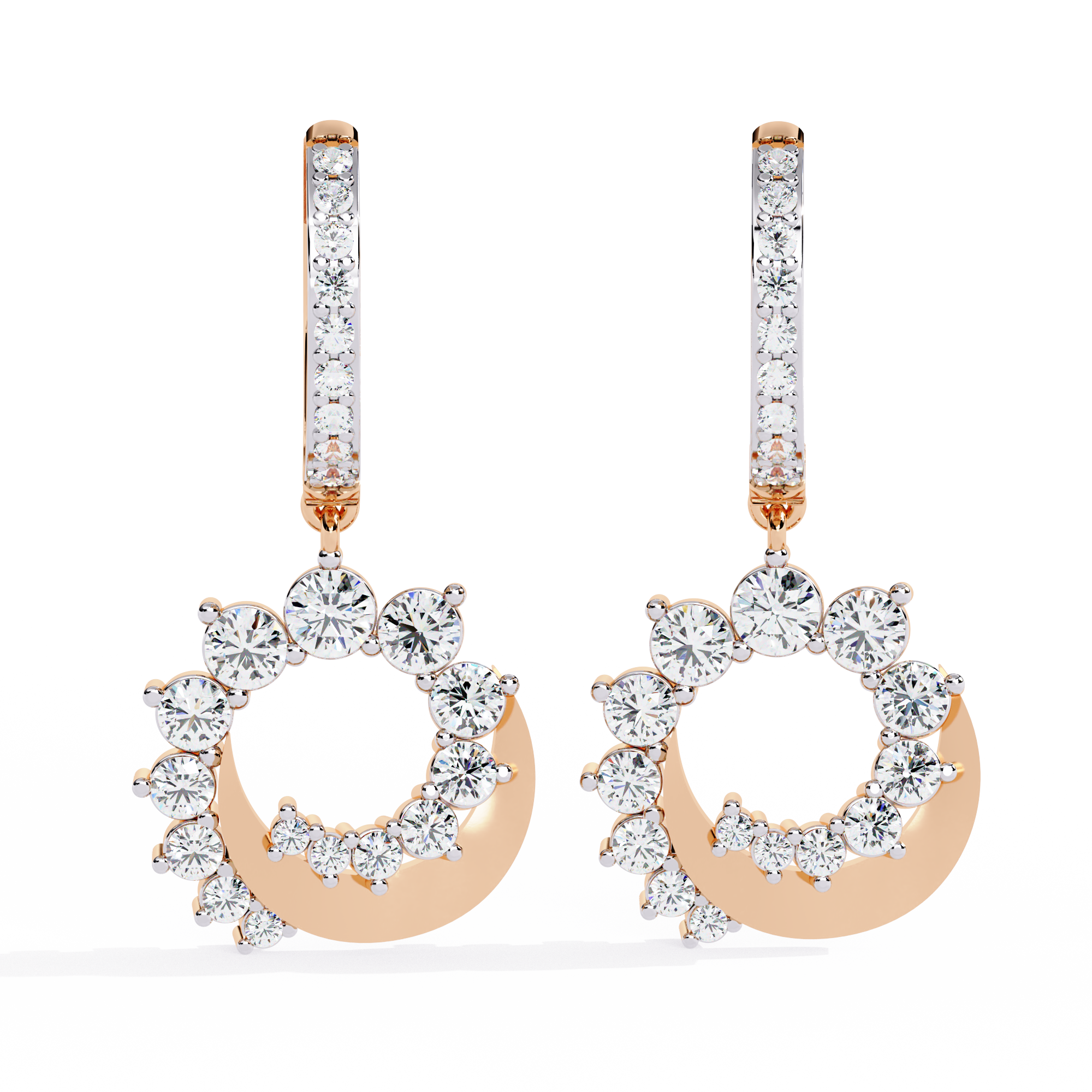 OPEN CIRCLE DIAMOND HOOP EARRING