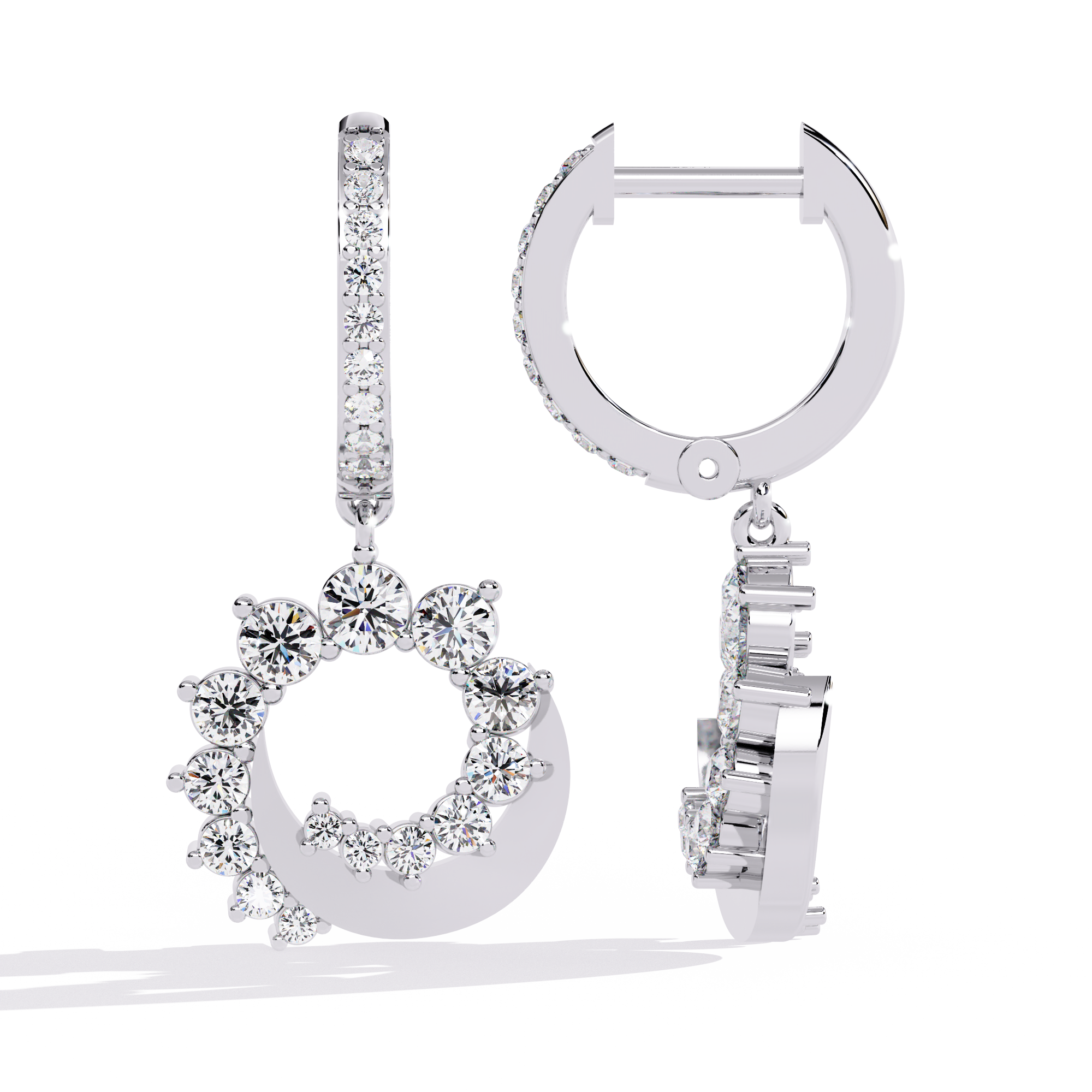 OPEN CIRCLE DIAMOND HOOP EARRING