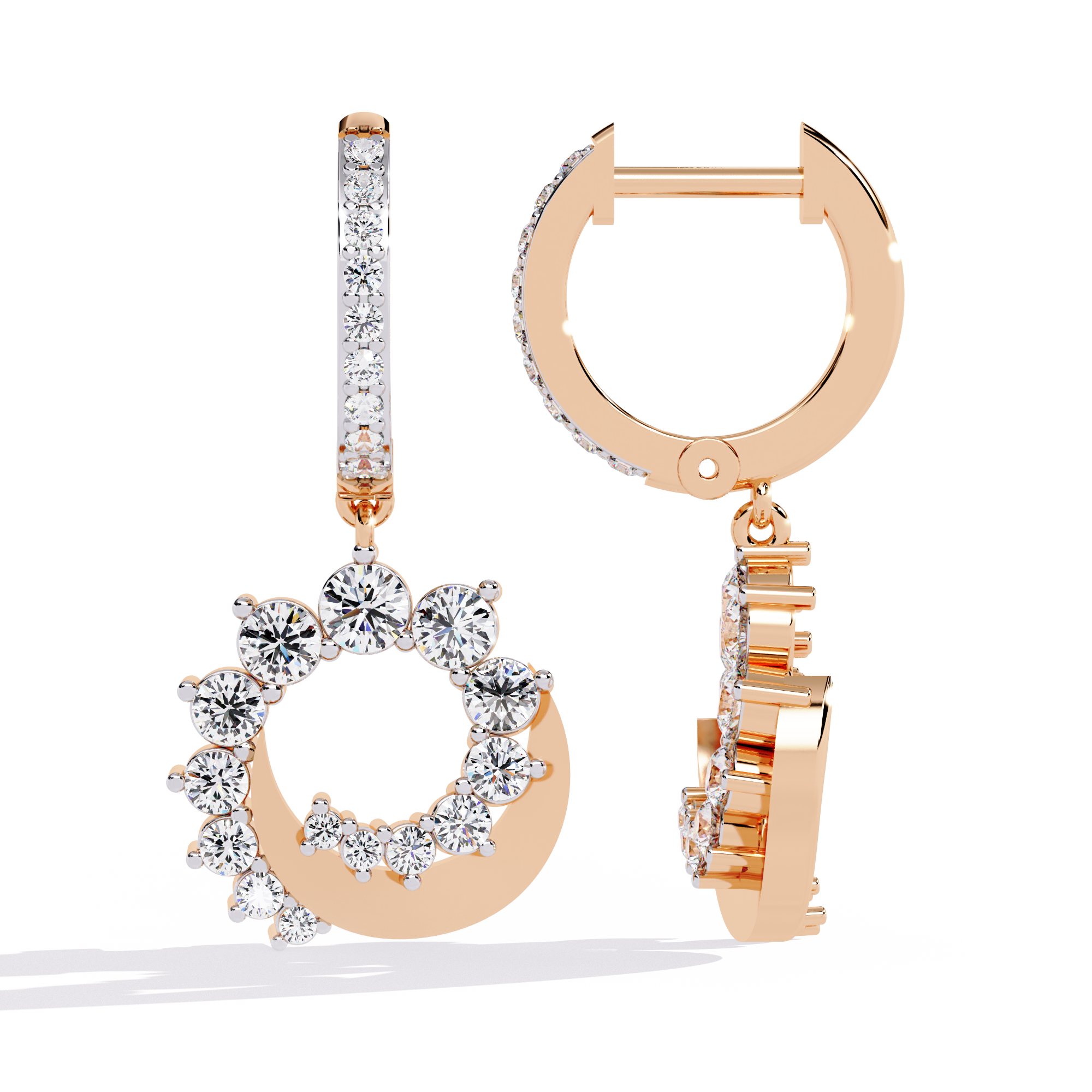 OPEN CIRCLE DIAMOND HOOP EARRING