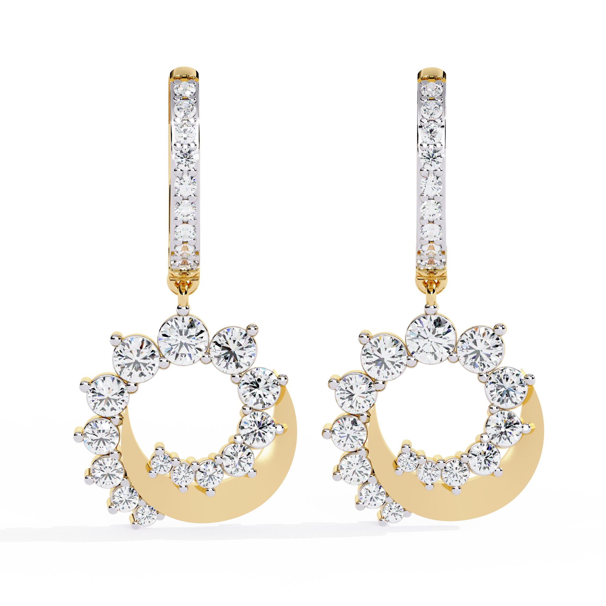 OPEN CIRCLE DIAMOND HOOP EARRING