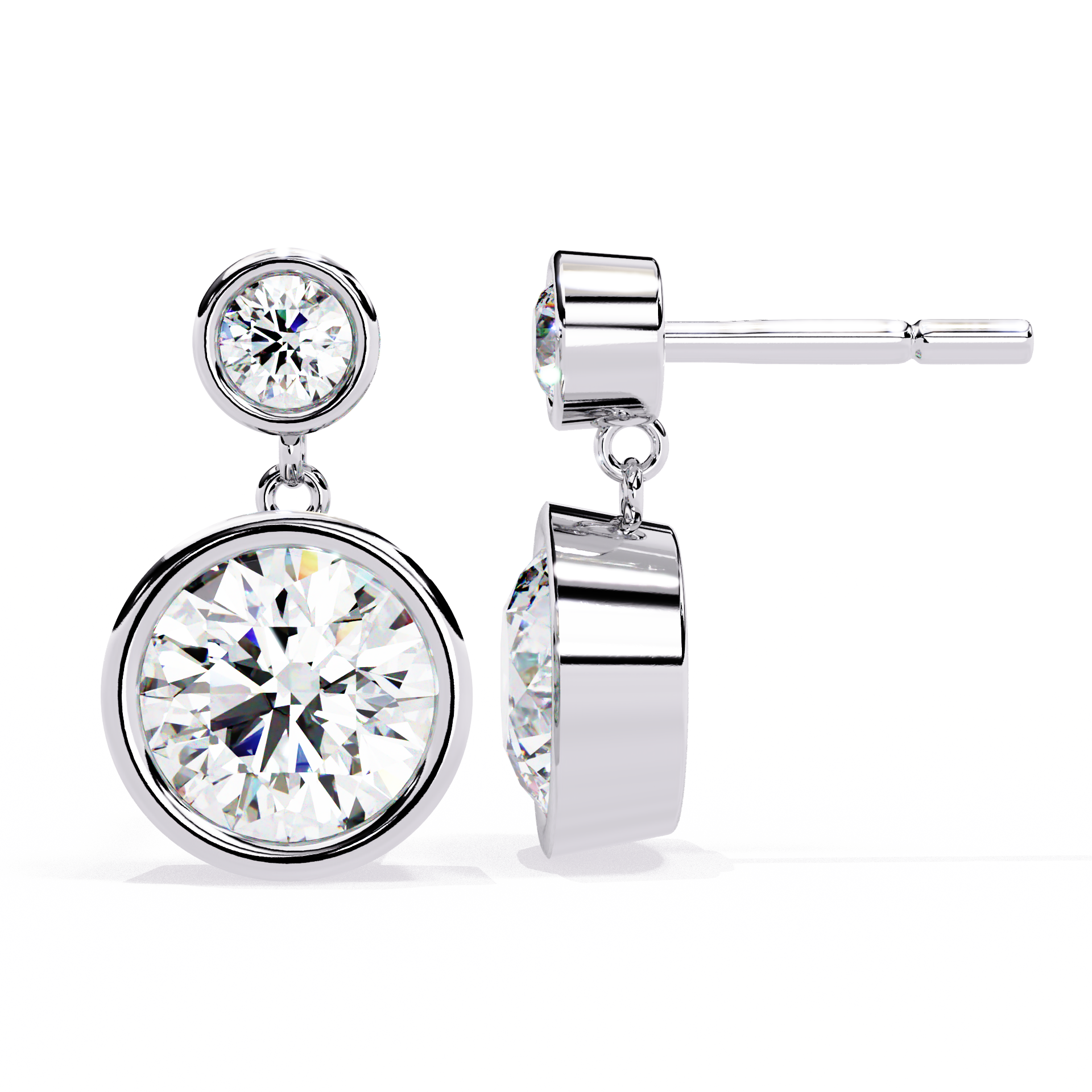 0.60CT BEZEL SETTING ROUND EARRINGS